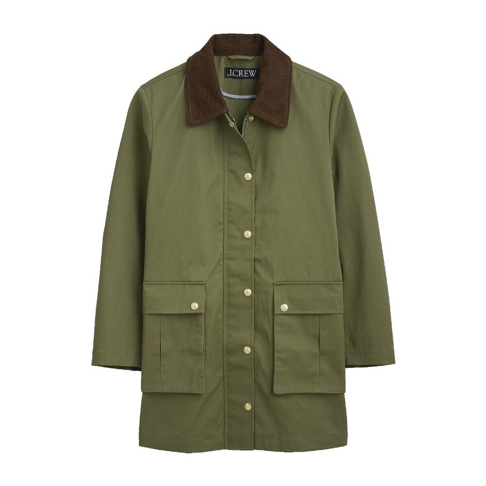 NWT J.Crew Heritage Barn Jacket in General Surplus Green Waxed Cotton Twill XS
